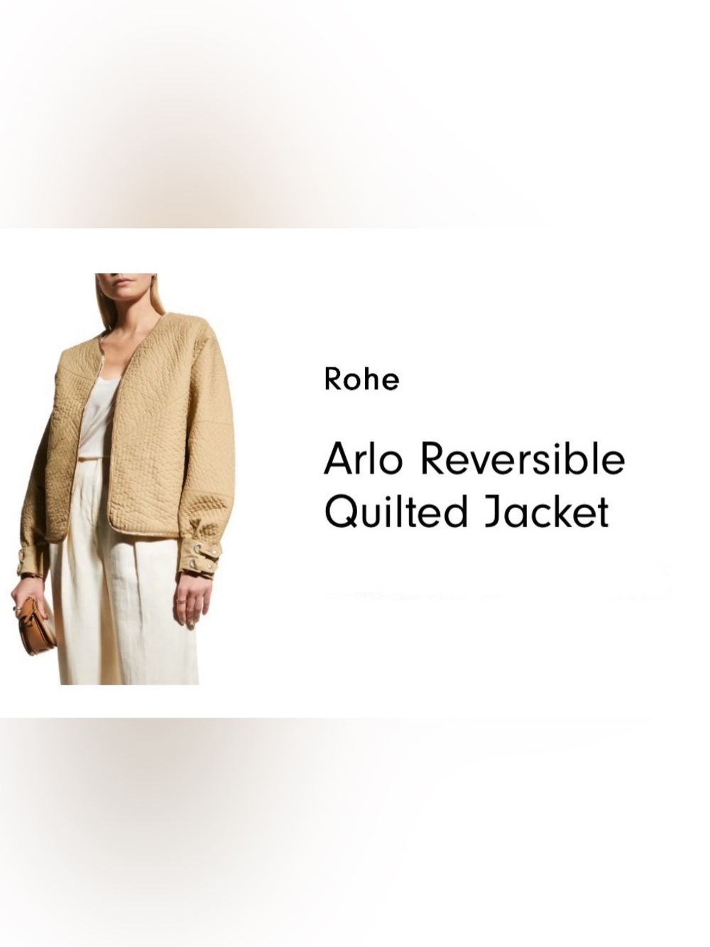 Rohe Arlo Reversible Quilted Bomber Jacket - Beige
